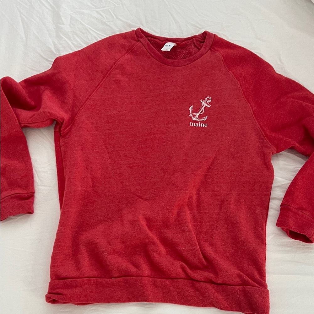 Red Maine Anchor Crewneck Sweater
